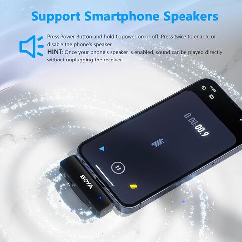 BOYA BOYALINK A2 Wireless Lavalier Microphone for iPhone/Android/Camera Vlogging, All-in-One Lapel Dual Mic System & Lightning & USB-C Inputs for Smartphones/DSLR YouTube Facebook Live in Saudi Arabia