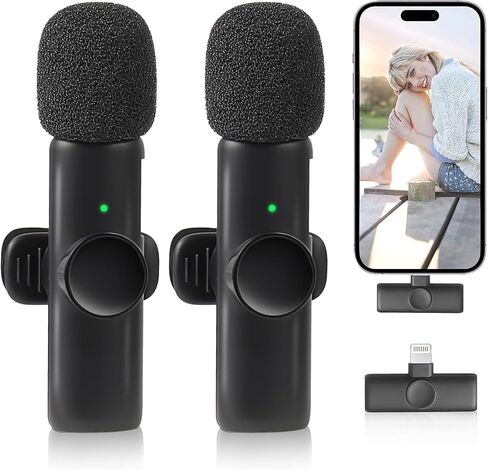 2024 Pro Professional ميكروفون لاسلكي Lavalier Lapel لأجهزة iPhone وiPad - ميكروفون تسجيل مكثف متعدد الاتجاهات لاسلكي للمقابلة ومقاطع الفيديو والبودكاست ومدونة الفيديو على YouTube - (منفذ من النوع C) in Saudi Arabia