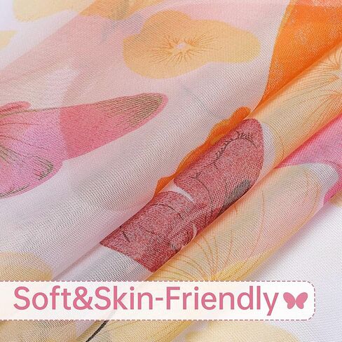 WUBODTI Butterfly Sheer Curtains for Girls Room 2 Panels 79 inch Long, Cute Colorful Butterflies Printed Voil Semi Sheer Curtain Rod Pocket Pretty Gauze Drapes for Bedroom Living Room Nursery in Saudi Arabia