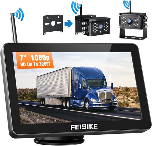 كاميرا احتياطية RV التوصيل والتشغيل اللاسلكي: شاشة شاشة مقسمة مقاس 7 بوصات مع كاميرا ومحول لسيارات RVs السلكية مسبقًا، 1080 بكسل، كاميرا احتياطية للرؤية الليلية بالأشعة تحت الحمراء بلوتوث RV للتخييم والمقطورة وما إلى ذلك in Kuwait