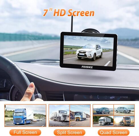 كاميرا احتياطية RV التوصيل والتشغيل اللاسلكي: شاشة شاشة مقسمة مقاس 7 بوصات مع كاميرا ومحول لسيارات RVs السلكية مسبقًا، 1080 بكسل، كاميرا احتياطية للرؤية الليلية بالأشعة تحت الحمراء بلوتوث RV للتخييم والمقطورة وما إلى ذلك in Kuwait