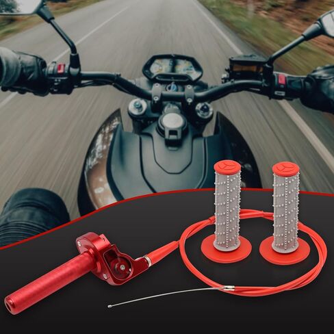 Throttle Grip Motorcycle 7/8" 22mm CNC Aluminum Quick Twister with Throttle Cable and Handlebar Grip for CRF50 KLX SSR TTR 110 125 150 200 250cc Dirt Pit Bike ATV Mini Bike in Saudi Arabia