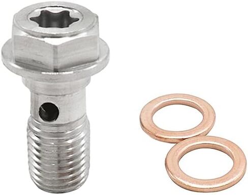 Universal M10x1.25 Stainless Steel Banjo Bolts Brake Fitting Adapter Universal with M10 Copper Washers, Single Banjo Bolt M10x1.25 Metric Thread in Saudi Arabia