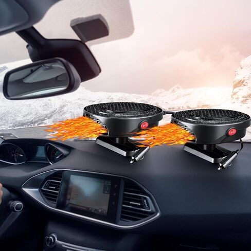 2 Pcs Car Heater Portable Car Heater Defroster Car Heater That Plugs into Cigarette Lighter 12V 150W 2 in 1 Heating Fan Defroster Antifog Windshield Defroster for Car SUV Trucks(Black) in Kuwait