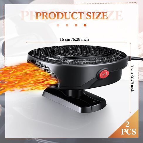 2 Pcs Car Heater Portable Car Heater Defroster Car Heater That Plugs into Cigarette Lighter 12V 150W 2 in 1 Heating Fan Defroster Antifog Windshield Defroster for Car SUV Trucks(Black) in Kuwait