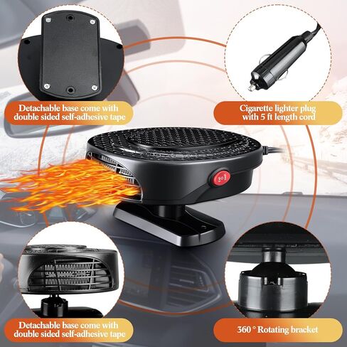 2 Pcs Car Heater Portable Car Heater Defroster Car Heater That Plugs into Cigarette Lighter 12V 150W 2 in 1 Heating Fan Defroster Antifog Windshield Defroster for Car SUV Trucks(Black) in Kuwait