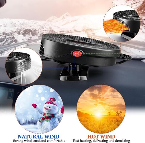 2 Pcs Car Heater Portable Car Heater Defroster Car Heater That Plugs into Cigarette Lighter 12V 150W 2 in 1 Heating Fan Defroster Antifog Windshield Defroster for Car SUV Trucks(Black) in Kuwait