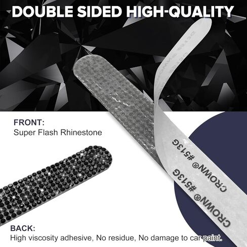 8 قطع من ملصقات حماية مقبض الباب اللامعة من الكريستال اللامع، ملصقات مقبض باب السيارة من حجر الراين، ملحقات السيارة اللامعة للنساء (أسود) in Kuwait