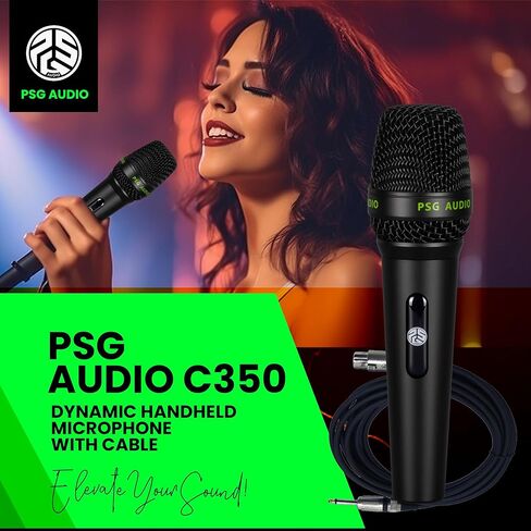 ميكروفون ديناميكي C350 مع كبسولة قلبية فائقة وكابل XLR إلى 1/4، مُحسّن لجميع التطبيقات الصوتية، ويقلل من التعامل مع الضوضاء دون المساس بجودة الصوت (مصمم في الولايات المتحدة الأمريكية) in Kuwait