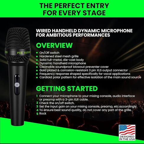 ميكروفون ديناميكي C350 مع كبسولة قلبية فائقة وكابل XLR إلى 1/4، مُحسّن لجميع التطبيقات الصوتية، ويقلل من التعامل مع الضوضاء دون المساس بجودة الصوت (مصمم في الولايات المتحدة الأمريكية) in Kuwait