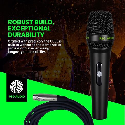 ميكروفون ديناميكي C350 مع كبسولة قلبية فائقة وكابل XLR إلى 1/4، مُحسّن لجميع التطبيقات الصوتية، ويقلل من التعامل مع الضوضاء دون المساس بجودة الصوت (مصمم في الولايات المتحدة الأمريكية) in Kuwait