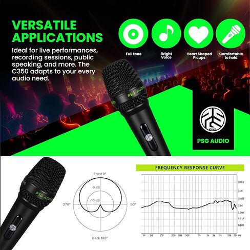 ميكروفون ديناميكي C350 مع كبسولة قلبية فائقة وكابل XLR إلى 1/4، مُحسّن لجميع التطبيقات الصوتية، ويقلل من التعامل مع الضوضاء دون المساس بجودة الصوت (مصمم في الولايات المتحدة الأمريكية) in Kuwait