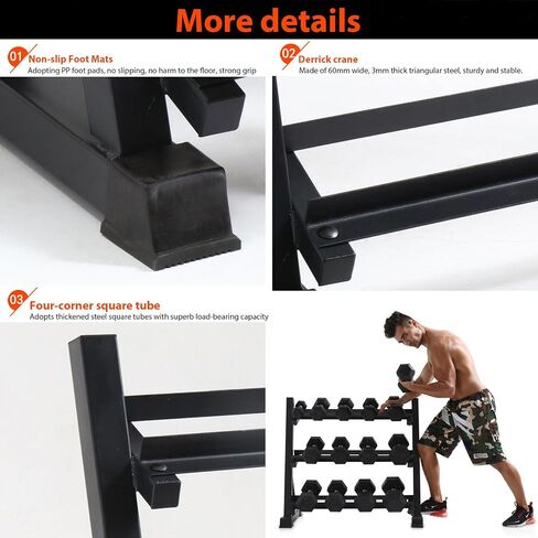 Dumbbell Rack, 3 Tier Dumbell Stand, Heavy Duty Weight Storage Rack for Home Gym Fitness, 1000lb Capacity in Saudi Arabia