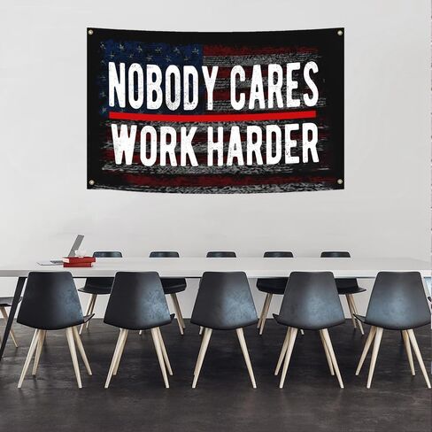 لا أحد يهتم بالعمل بجد العلم 3x5 أقدام ملصق تحفيزي لافتة ملهمة للكلية النوم الصالة الرياضية غرفة المكتب جدار ديكور in Kuwait