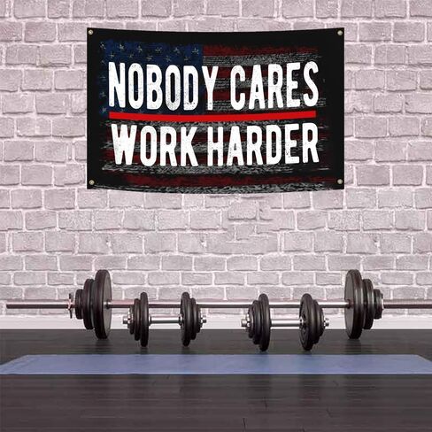 لا أحد يهتم بالعمل بجد العلم 3x5 أقدام ملصق تحفيزي لافتة ملهمة للكلية النوم الصالة الرياضية غرفة المكتب جدار ديكور in Kuwait