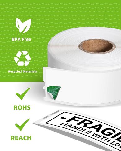 PHOMEMO - ملصقات باركود لعنوان بريدي 30252 LW متوافقة 1-1/8 بوصة × 3-1/2 بوصة بديلة لطابعات Rollo وDYMO Labelwriter 450 و4XL وZebra المكتبية، باللون الأبيض، [10 لفات/3500 ملصق] in Kuwait