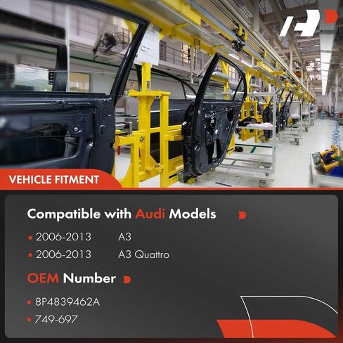 منظم نوافذ الطاقة A-Premium بدون محرك متوافق مع Audi A3 A3 Quattro 2006-2013 Hatchback Rear Passage Side in Kuwait