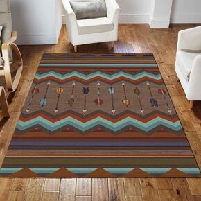 Western Rugs for Farmhouse, Western Rugs for Living Room, Southwestern Rug, Brown Rustic Western Texas Star Modern Rug, Carpet Runner Non-Slip for Hallway, Kitchen, Living Room, Bedroom 62, 3x5 ft
