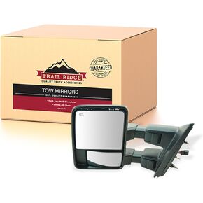 Trail Ridge Towing Side View Mirror Heated Smoked Signal Power Folding Telescoping Driver Side Left LH for Ford Super Duty Trucks (F250, F350, F450)
