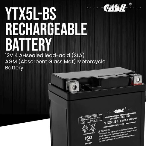 Casil YTX5L-BS - بطارية 12V 4AH 80 CCA - SLA Power Sport - بطارية Casil in Kuwait