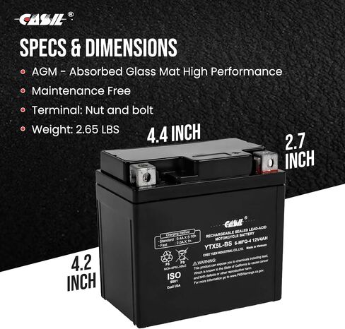 Casil YTX5L-BS - بطارية 12V 4AH 80 CCA - SLA Power Sport - بطارية Casil in Kuwait