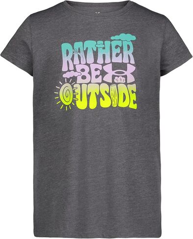 Under Armour Girls' Outdoor Short Sleeve Tee, Stylish Crew Neckline, Logo & Printed Designs in Saudi Arabia