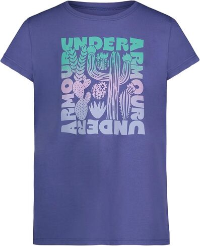 Under Armour Girls' Outdoor Short Sleeve Tee, Stylish Crew Neckline, Logo & Printed Designs in Saudi Arabia