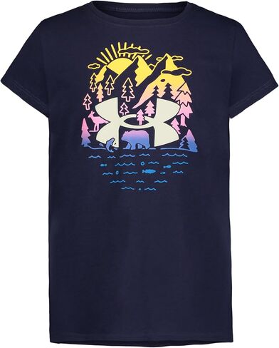 Under Armour Girls' Outdoor Short Sleeve Tee, Stylish Crew Neckline, Logo & Printed Designs in Saudi Arabia
