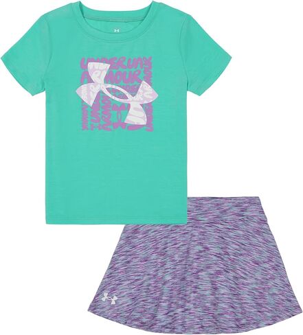 Under Armour girls Short Sleeve Shirt and Shorts Set, Durable Stretch and Lightweight in Saudi Arabia