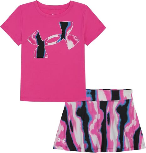 Under Armour girls Short Sleeve Shirt and Shorts Set, Durable Stretch and Lightweight in Saudi Arabia