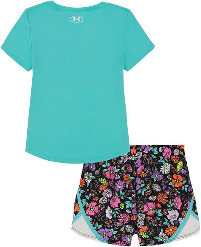 Under Armour girls Short Sleeve Shirt and Shorts Set, Durable Stretch and Lightweight in Saudi Arabia