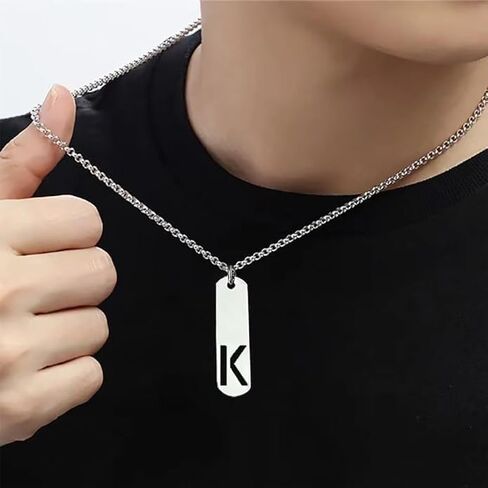 Initial Pendant Necklaces for Men | Stainless Steel Chain Letter Necklaces Meaningful Gifts for Men Him Boyfriend in Saudi Arabia