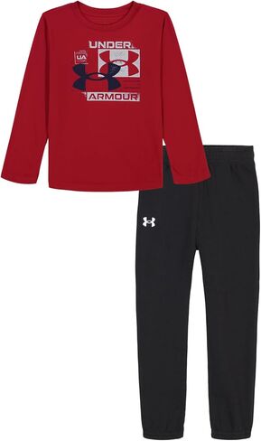 Under Armour boys Long Sleeve Shirt and Jogger Set, Durable Stretch and Lightweight in Saudi Arabia