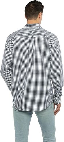 Men's Collegiate Easy-Care Long Sleeve Gingham Check Button Down Shirt, Ohio State Buckeyes, Red, Large in Kuwait