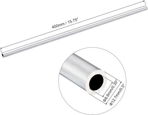 uxcell 6063 Aluminum Round Tube, 19mm OD 16mm Inner Dia 400mm Length Pipe Tubing for Industry DIY Projects in Saudi Arabia