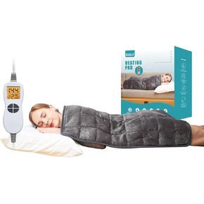 Ruqiji 17''x33'' Weighted Heating Pad, 5.2lbs with 12 Temperature Settings& Countdown Display, Pain Relief for Back/Neck/Shoulders/Abdomen/Legs, Birthday Gifts for Mom Dad Women Men (Dark Gray)