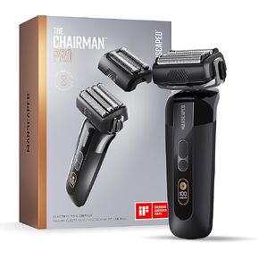 MANSCAPED® The Chairman™ PRO Package - Men’s Electric Face Shaver with Two Interchangeable Blades, SkinSafe® Four-Blade Foil & Stubble Trimmer, Power Shave Gel, Face Shave Soother Aftershave