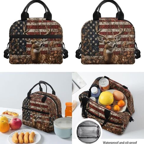 American Falg Boys Backpack with Lunch Box Camo Deer Kids Bookbags for 6th Grade Girls 6-8/8-10/8-12 Elementary School Book Bag Lunch Bag Hunting 15 inch Back Pack Lunchbox Pencil Case Set in Kuwait