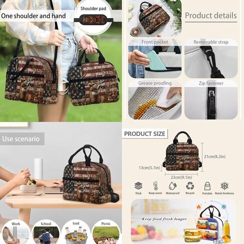 American Falg Boys Backpack with Lunch Box Camo Deer Kids Bookbags for 6th Grade Girls 6-8/8-10/8-12 Elementary School Book Bag Lunch Bag Hunting 15 inch Back Pack Lunchbox Pencil Case Set in Kuwait