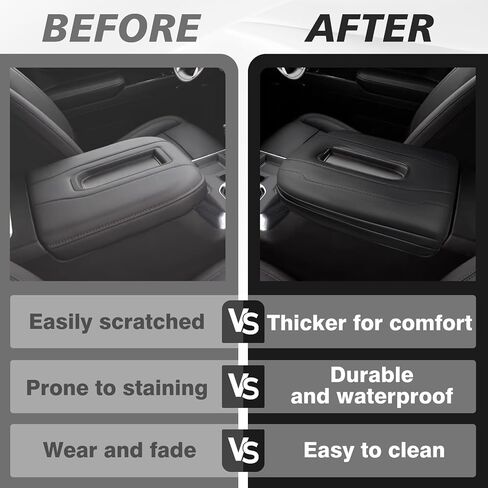 Muslogy Center Console Cover Armrest Pad Compatible with Ford Ranger 2024 XL XLT Lariat Raptor Accessories Armrest Cushion Arm Rest Box Lid Cover Protector Anti-Scratch Vegan Leather Extra Soft in Saudi Arabia