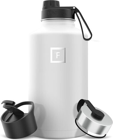 IRON °FLASK Camping & Hiking Hydration Flask, Wide Mouth, 3 Spout Lids, Stainless Steel Outdoor Water Bottle, Double Walled, Insulated Thermos, Metal Canteen - Kiwi Green, 40 Oz in Kuwait