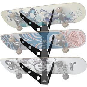 Skateboard Wall Mount Rack Holder | Creative Deck Display | Home or Garage Longboard Storage | Scooter Hanger | Easy Install - Hardware Incl. | Heavy Duty Powder Coated Steel Frame | USA Made