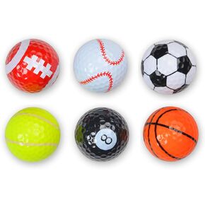 Assorted Golf Balls 6PCS Training Sports Gift Practice Driving Range Novelty Fun for Golfer Childrens Kids Colored Cartoon Cute Indoor Personalized Character