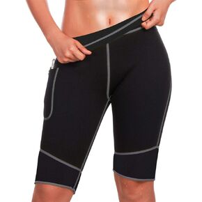 TrainingGirl Women's Hot Neoprene Sauna Sweat Shorts with Pocket Weight Loss Slimming Pants Workout Body Shaper Yoga Leggings