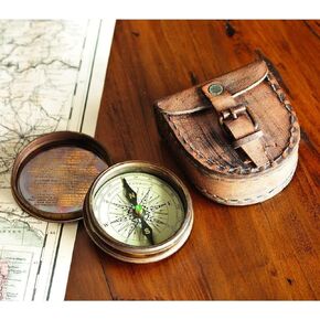 Smizzy Navigational Maritime Vintage Nautical Brass Compasses Fully Functional Titanic/Robert Frost Poem Compass/Sundial for Gift and Home Décor
