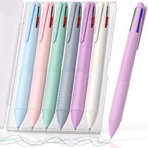 Nicpro 6 Pack Multicolor Pen in One, 4-IN-1 Multi Colored Pen, Fine Point Ballpoint Pen 0.5mm Cute Multi Ink Pens, 4 Color Pen in One for School, Student, Nurse Note Taking, Writing, Office Supplies
