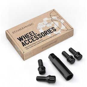 4pcs Locking Spline Black 12x1.5 Lug Bolts with Socket Key (26mm OEM Shank Length, Cone Seat) Compatible with BMW 128i 135i 318i 320i 325i 328i 335i M3 525i 528i 530i 535i M5 Z3 Z4 E36 E46 E60 E90 E92