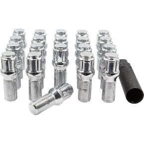 Wheel Accessories Parts 20 Pcs 15mm 1.25 Thread Acorn Seat Lug Bolt Car Spline 28mm Thread Length Black Fits 2019+ Mercedes GLE GLS | 2021+ Maybach GLS 600