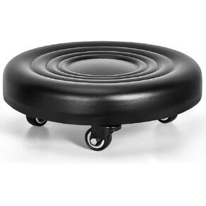 Low Height Rolling Stool with 360°Swivel Caster, Low Roller Seat Wheel Stool Chair, PU Leather Rolling Stool Heavy-Duty and Sturdy, Movable Mini Stool for Home Office Garage Shop Fitness Sport