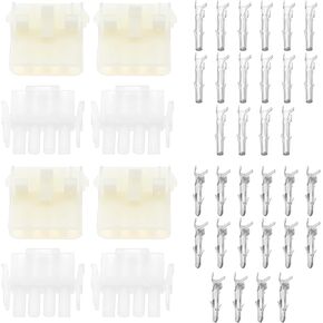 4 Sets 4 Pin Car Cable Connector Electrical Automotive Wire Connector Kit 350780-1 350779-4 Wire Connectors Housing Terminal White